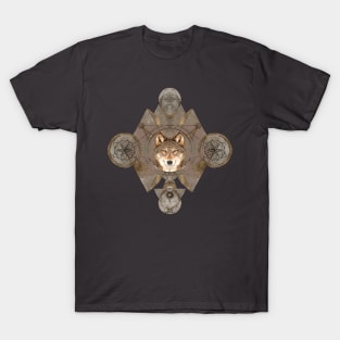 Wolf in Sacred Geometry Ornament T-Shirt